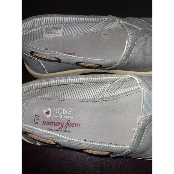 Bobs Skechers Women's Slip Ons 7.5M Boat Shoes Memory Foam Canvas Gray 33739 - Picture 9 of 13